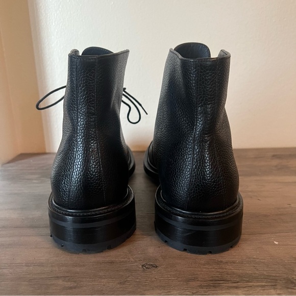 O’Keeffe Black Pebble Leather Lace Up Boots Handcrafted Italy Size UK 9 US 10 - Picture 5 of 9